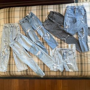 Six Pairs of Jeans - 2- Hollister, 2- PacSun, Shein and Wild Fable - waist 26,